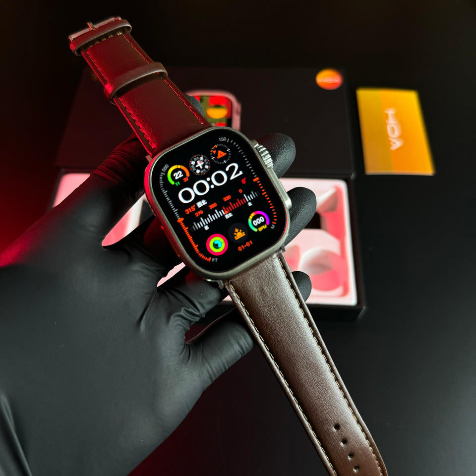 Ts99 Ultra Smartwatch with Brown Leather and Logo