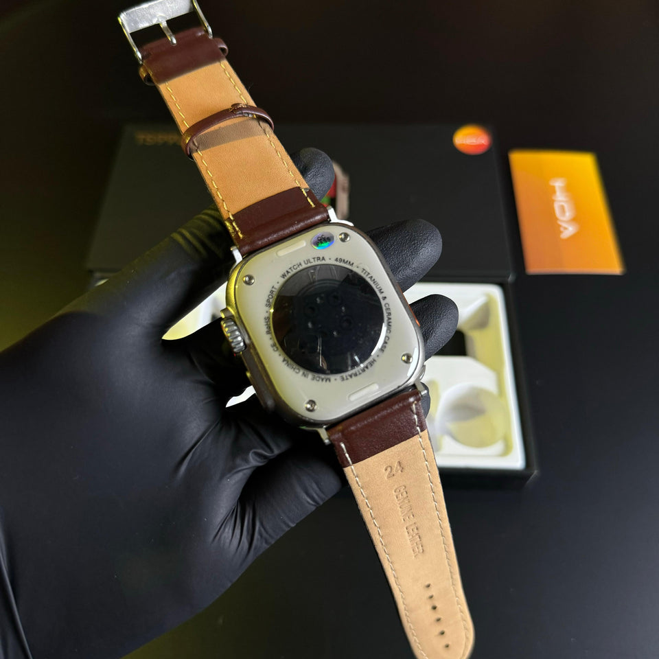 Ts99 Ultra Smartwatch with Brown Leather and Logo